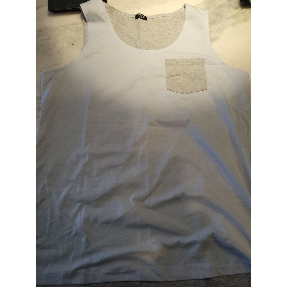 Coofandy Shirt Size M Mens Sleeveless Workout Gray/Blue Gym Running T Shirt